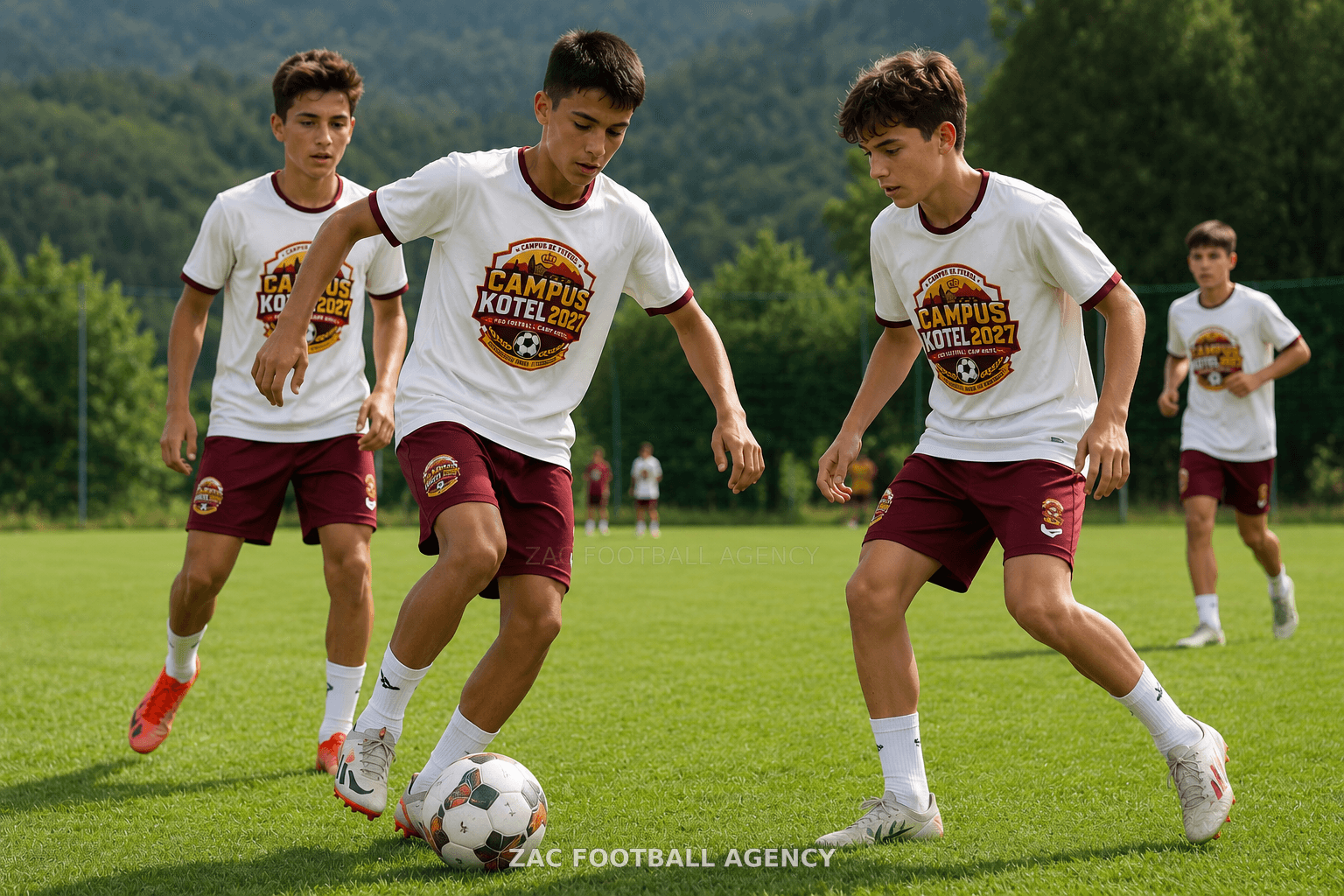 Jóvenes futbolistas disputando el balón en un campo al aire libre