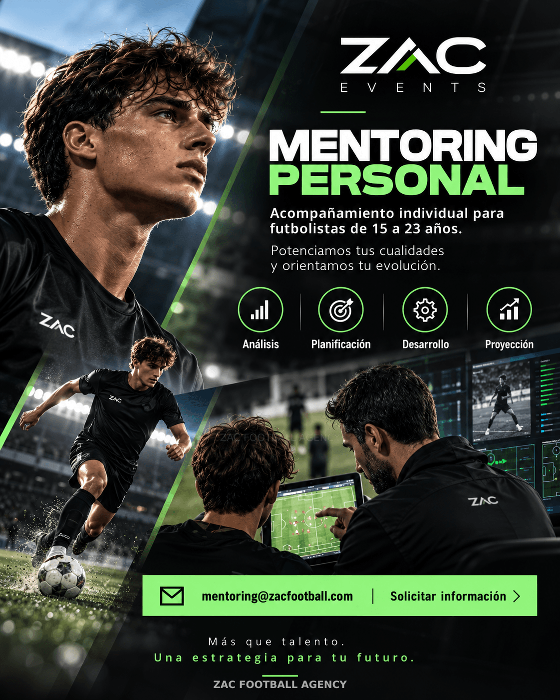 Mentoring personal para futbolistas de 15 a 23 años: acompañamiento y análisis del juego