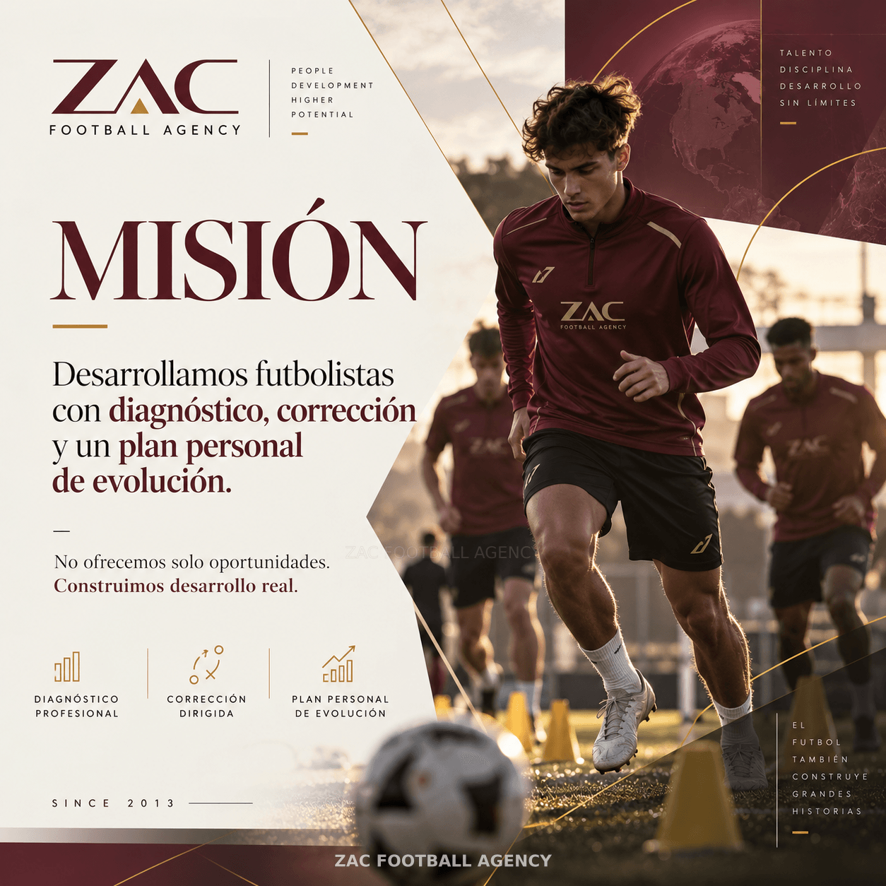 ZAC Football Agency — Misión: diagnóstico, corrección y plan personal de evolución